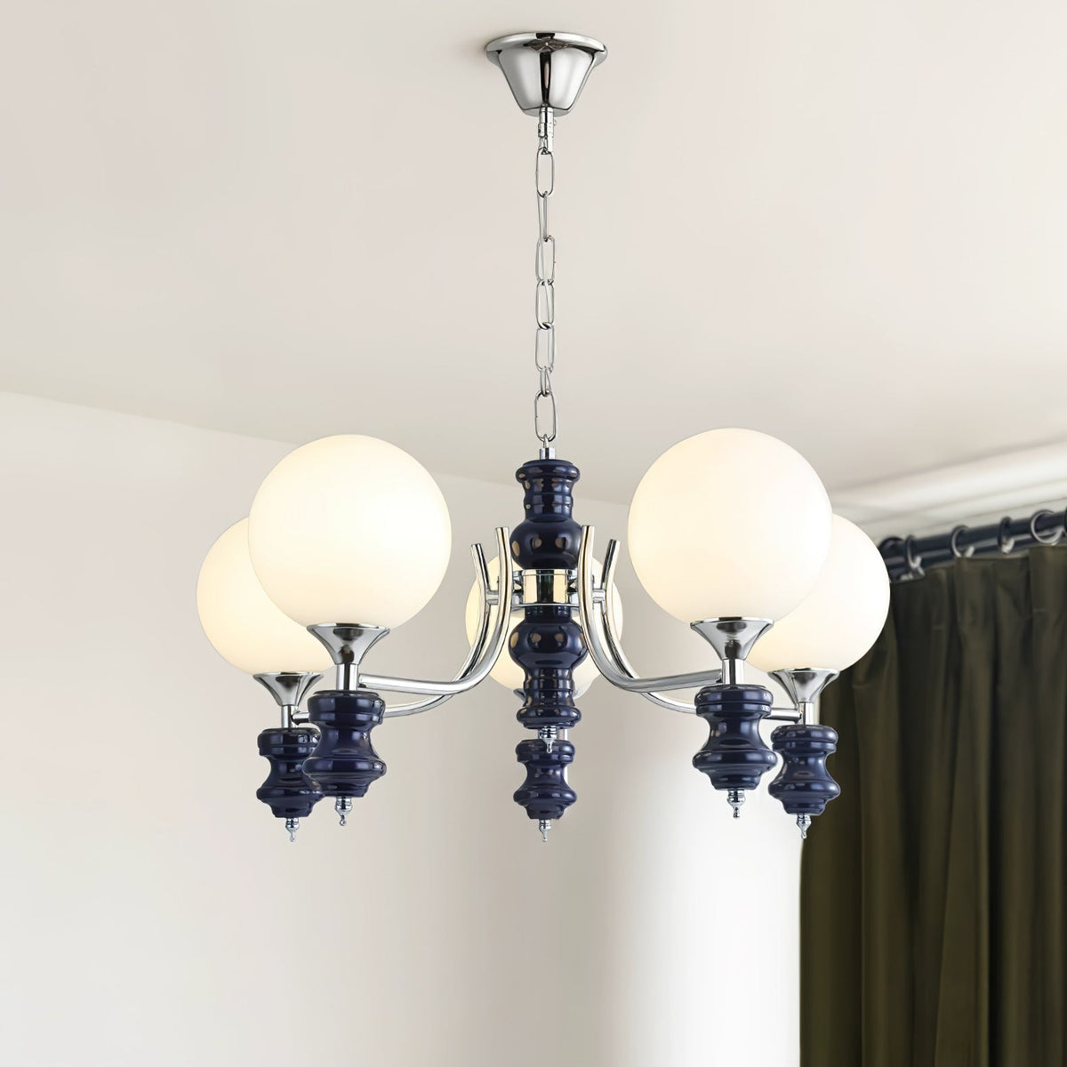 Regal Orb Modern Glass Chandelier for Dining Room and Living Room