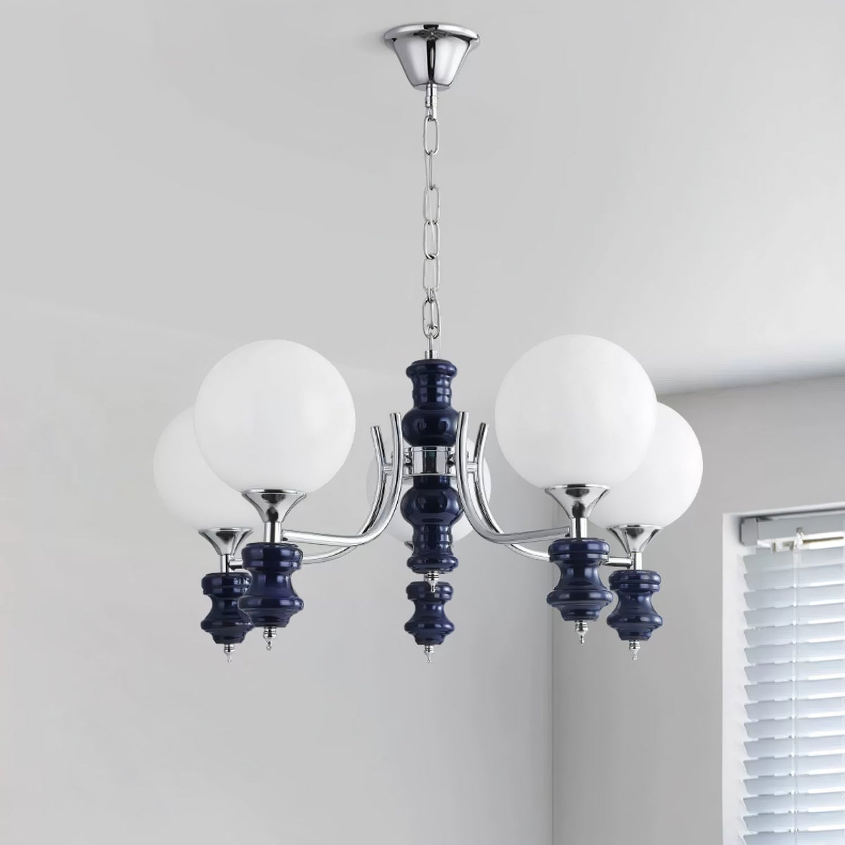 Regal Orb Modern Glass Chandelier for Dining Room and Living Room