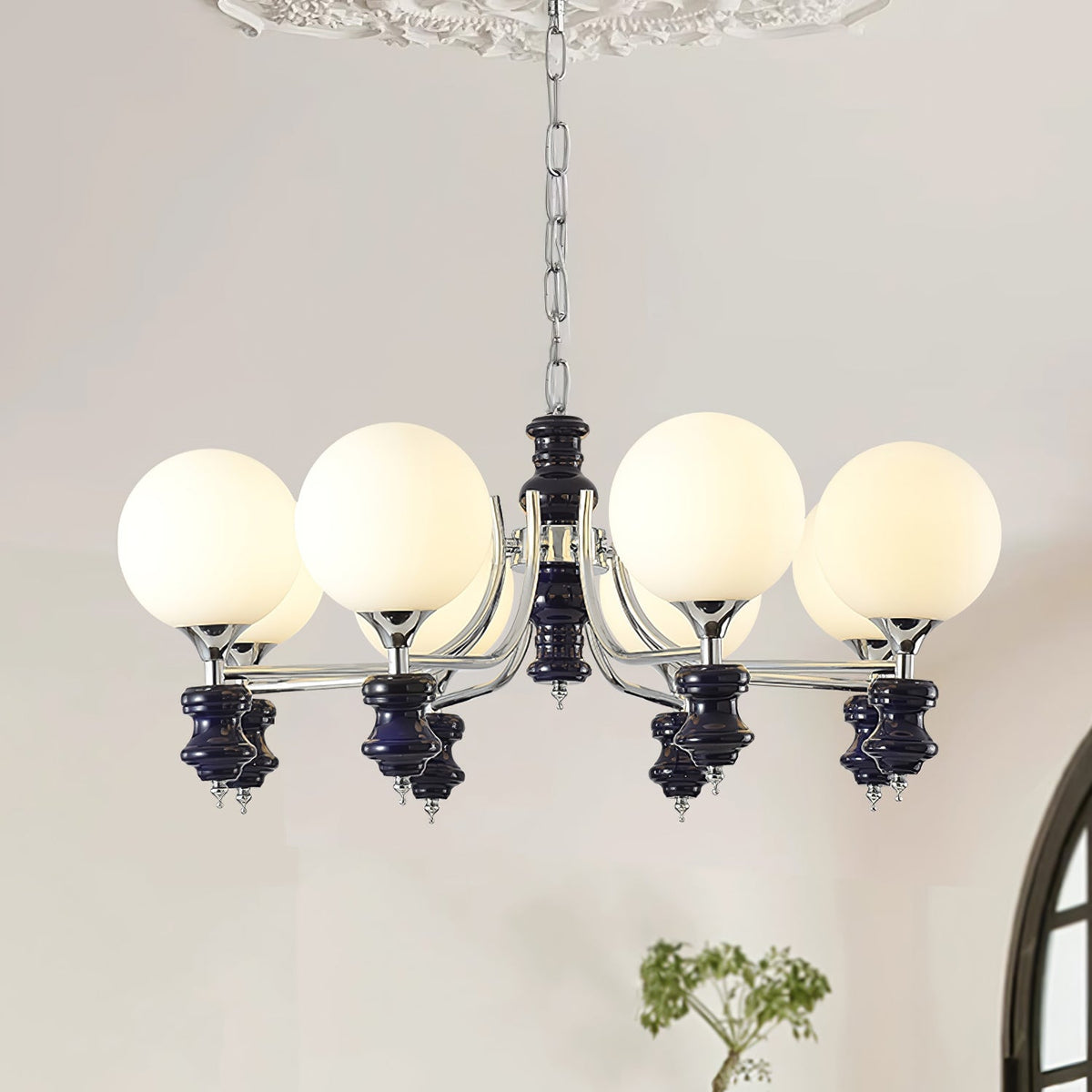 Regal Orb Modern Glass Chandelier for Dining Room and Living Room