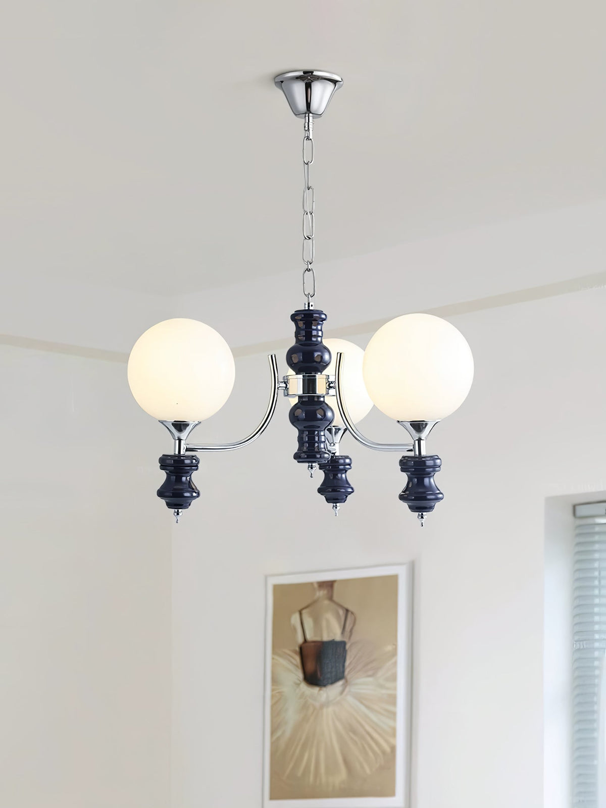 Regal Orb Modern Glass Chandelier for Dining Room and Living Room