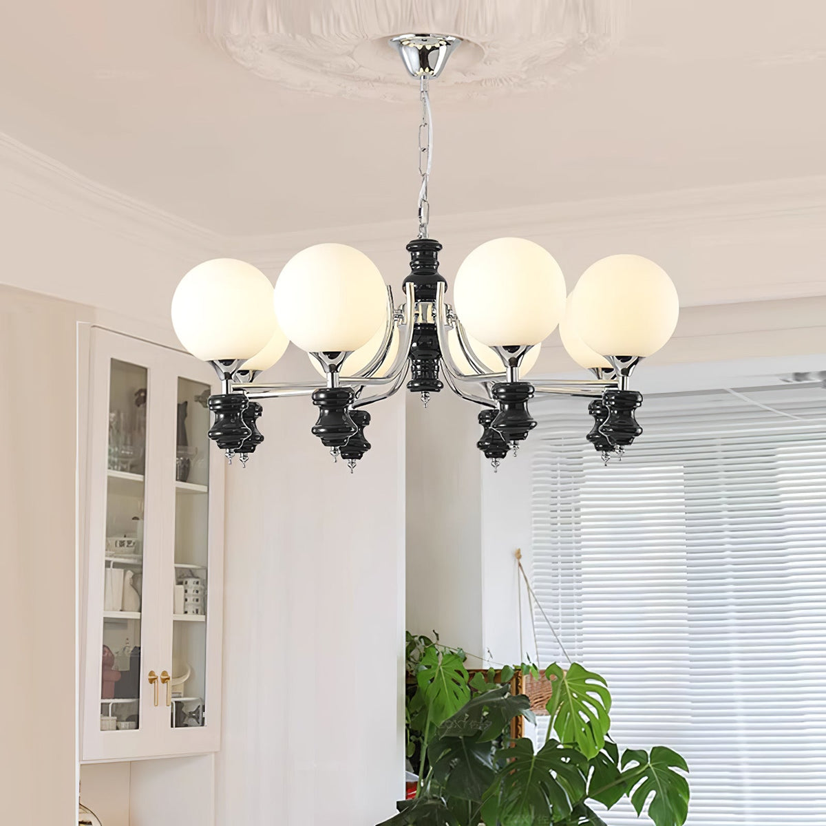 Regal Orb Modern Glass Chandelier for Dining Room and Living Room