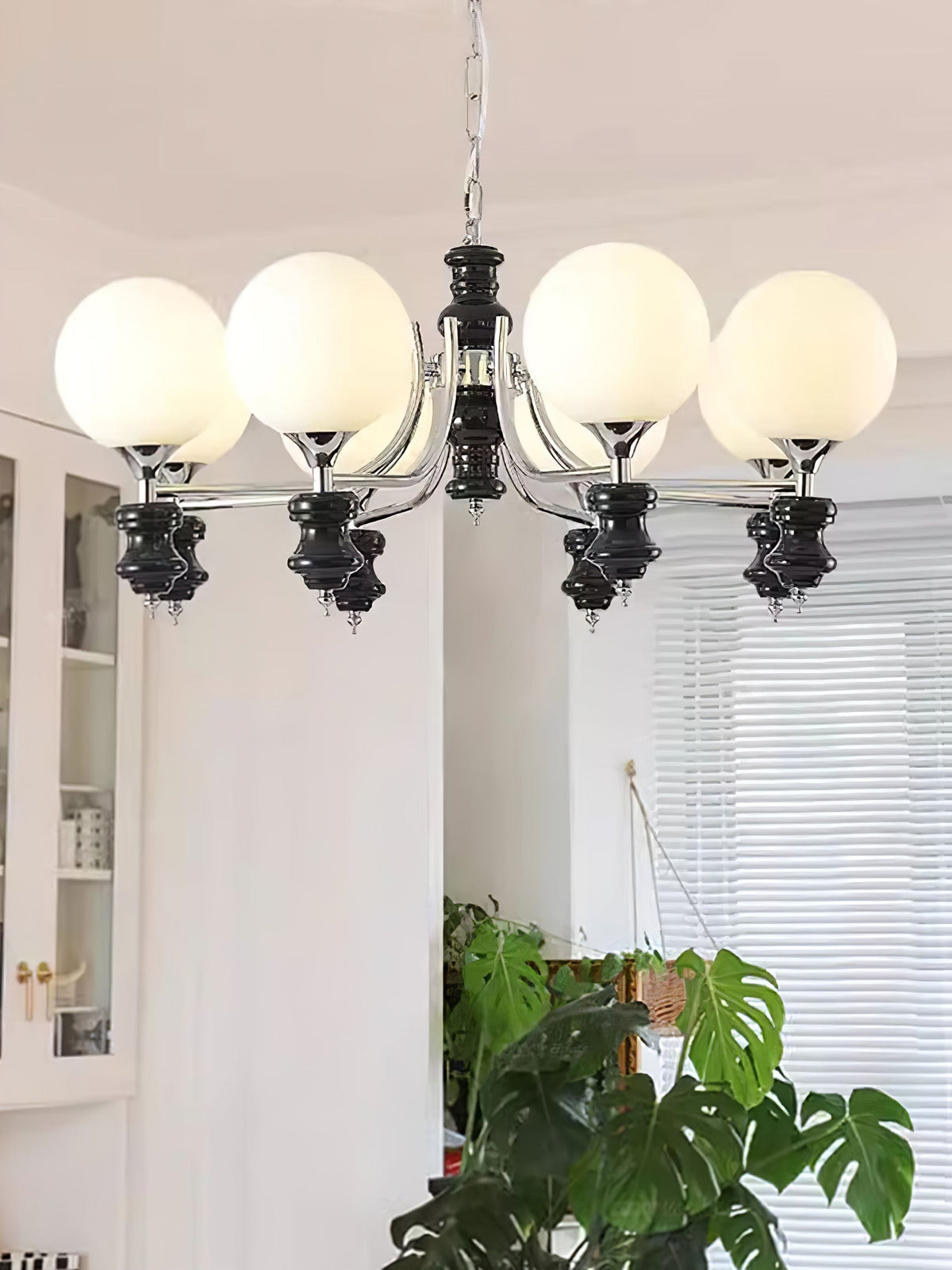 Regal Orb Modern Glass Chandelier for Dining Room and Living Room