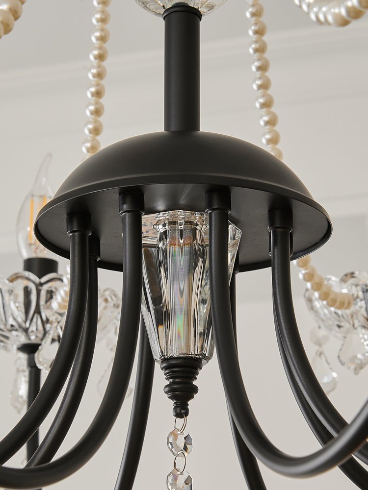Regalia Crystal Chandelier with Brass and Pearl Accents for Elegant Interiors