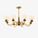 Regency Globe Chandelier — Gold & Opaline Glass Pendant Light