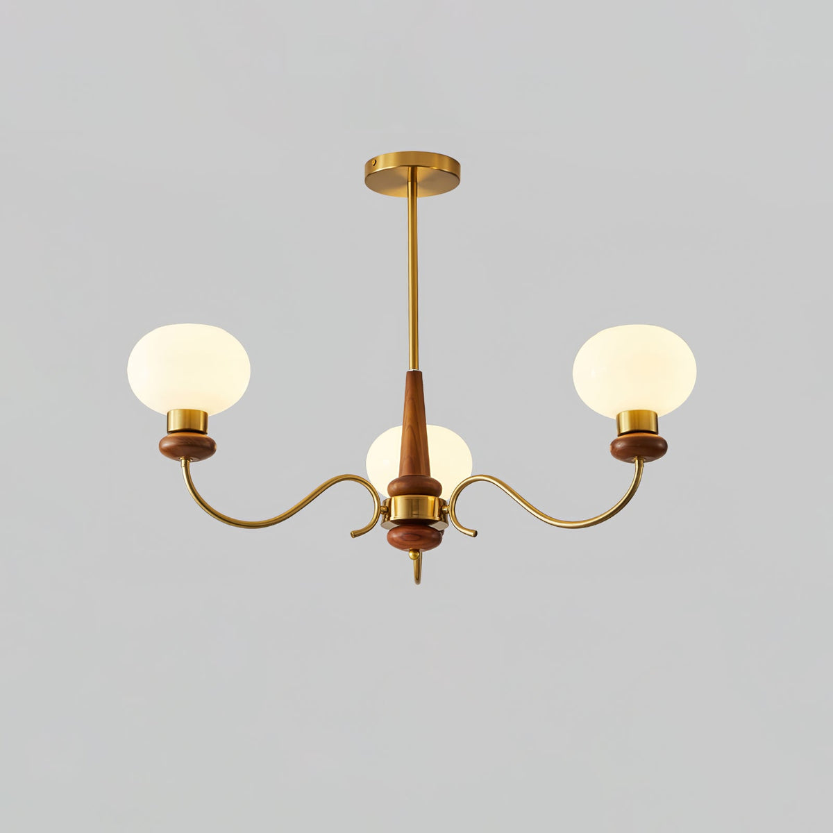 Regency Globe Chandelier — Gold & Opaline Glass Pendant Light