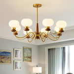 Regency Globe Chandelier — Gold & Opaline Glass Pendant Light