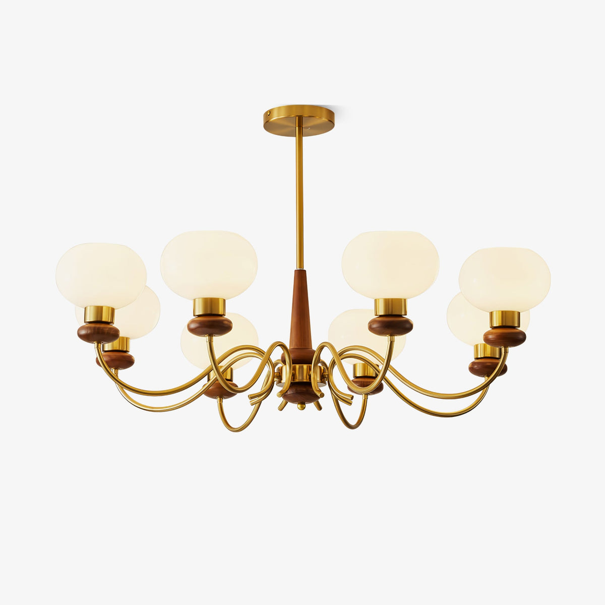 Regency Globe Chandelier — Gold & Opaline Glass Pendant Light