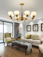 Regency Globe Chandelier — Gold & Opaline Glass Pendant Light