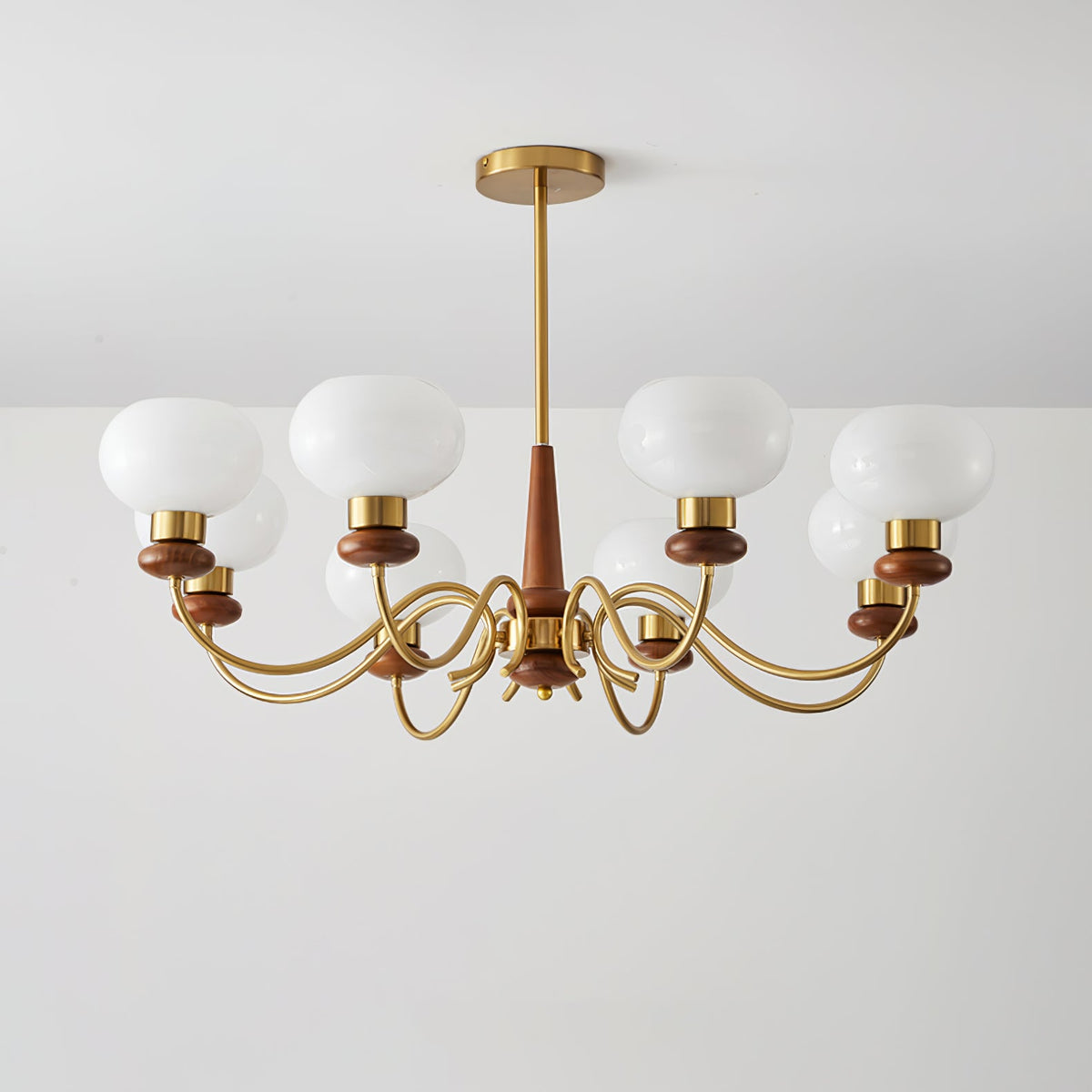 Regency Globe Chandelier — Gold & Opaline Glass Pendant Light