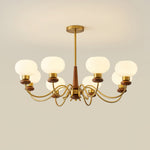 Regency Globe Chandelier — Gold & Opaline Glass Pendant Light