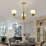 Regency Globe Chandelier — Gold & Opaline Glass Pendant Light