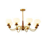 Regency Globe Chandelier — Gold & Opaline Glass Pendant Light