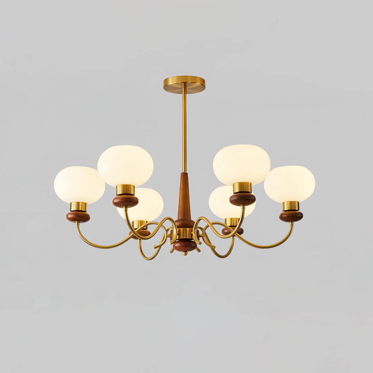 Regency Globe Chandelier — Gold & Opaline Glass Pendant Light