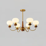Regency Globe Chandelier — Gold & Opaline Glass Pendant Light