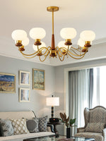 Regency Globe Chandelier — Gold & Opaline Glass Pendant Light