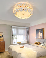Regina Flowers Semi Flush Mount Ceiling Light in Gold and White Glass