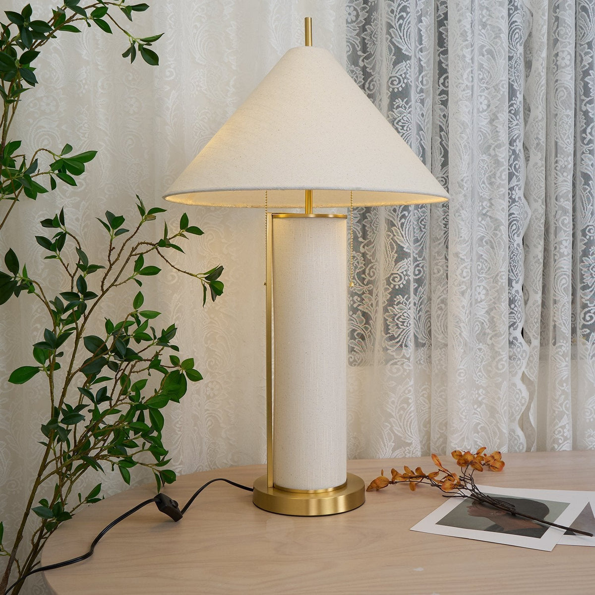 Remi Natural Linen Table Lamp