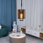 Remy Pendant Light in Black Iron with Alabaster Glass Shade