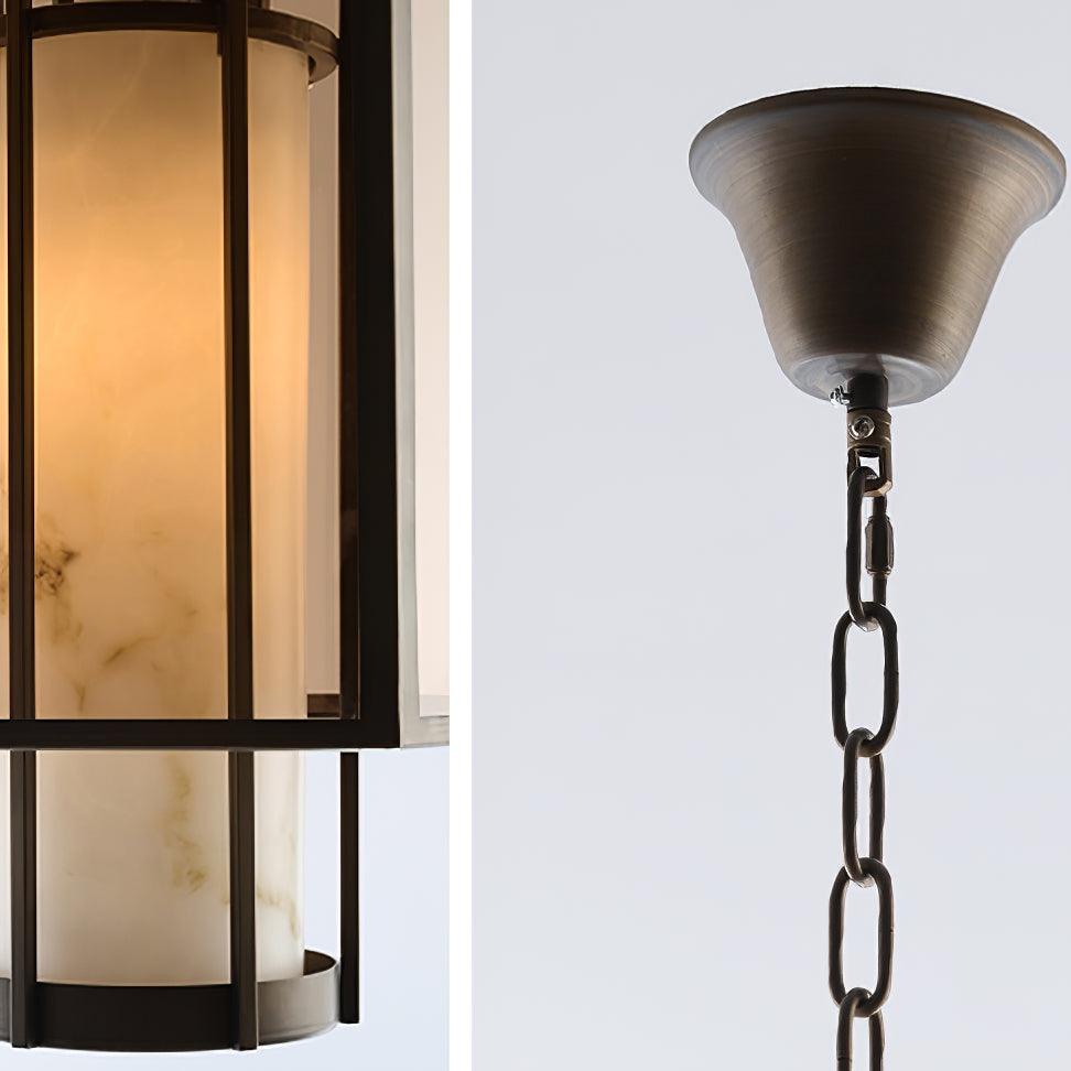 Remy Pendant Light in Black Iron with Alabaster Glass Shade