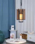 Remy Pendant Light in Black Iron with Alabaster Glass Shade