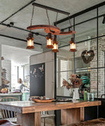 Retro Boat Wood Chandelier – Handcrafted Solid Wood & Iron Pendant Light for Dining Room, Living Room, and Restaurant