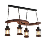 Retro Boat Wood Chandelier – Handcrafted Solid Wood & Iron Pendant Light for Dining Room, Living Room, and Restaurant