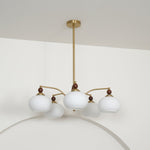 Retro Calliope Chandelier | Art Deco Wood & Glass Pendant Light for Dining Room
