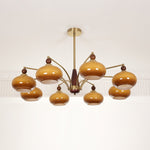 Retro Calliope Chandelier | Art Deco Wood & Glass Pendant Light for Dining Room