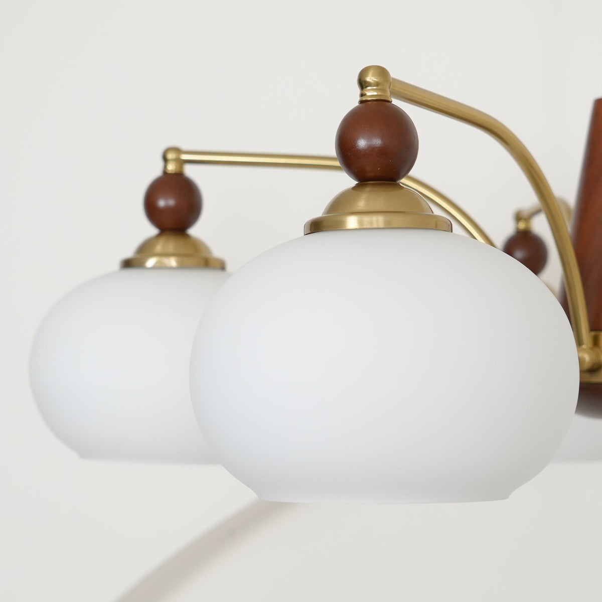 Retro Calliope Chandelier | Art Deco Wood & Glass Pendant Light for Dining Room