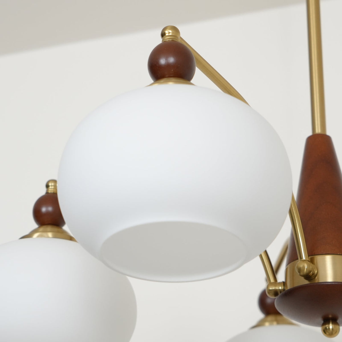 Retro Calliope Chandelier | Art Deco Wood & Glass Pendant Light for Dining Room