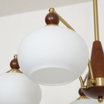 Retro Calliope Chandelier | Art Deco Wood & Glass Pendant Light for Dining Room