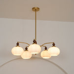Retro Calliope Chandelier | Art Deco Wood & Glass Pendant Light for Dining Room