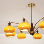 Retro Calliope Chandelier | Art Deco Wood & Glass Pendant Light for Dining Room