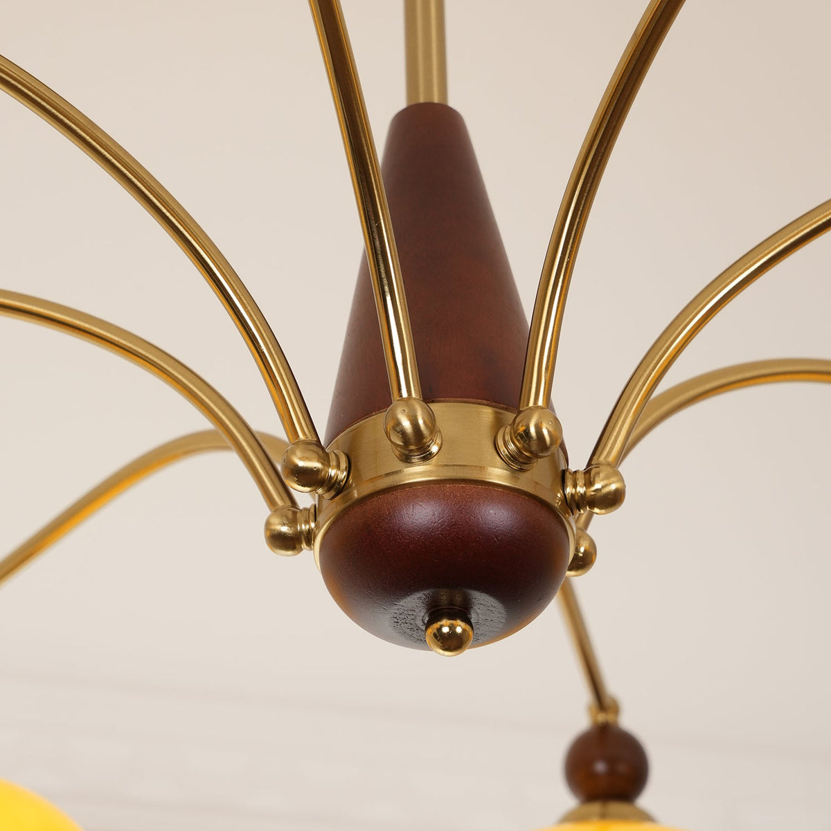 Retro Calliope Chandelier | Art Deco Wood & Glass Pendant Light for Dining Room