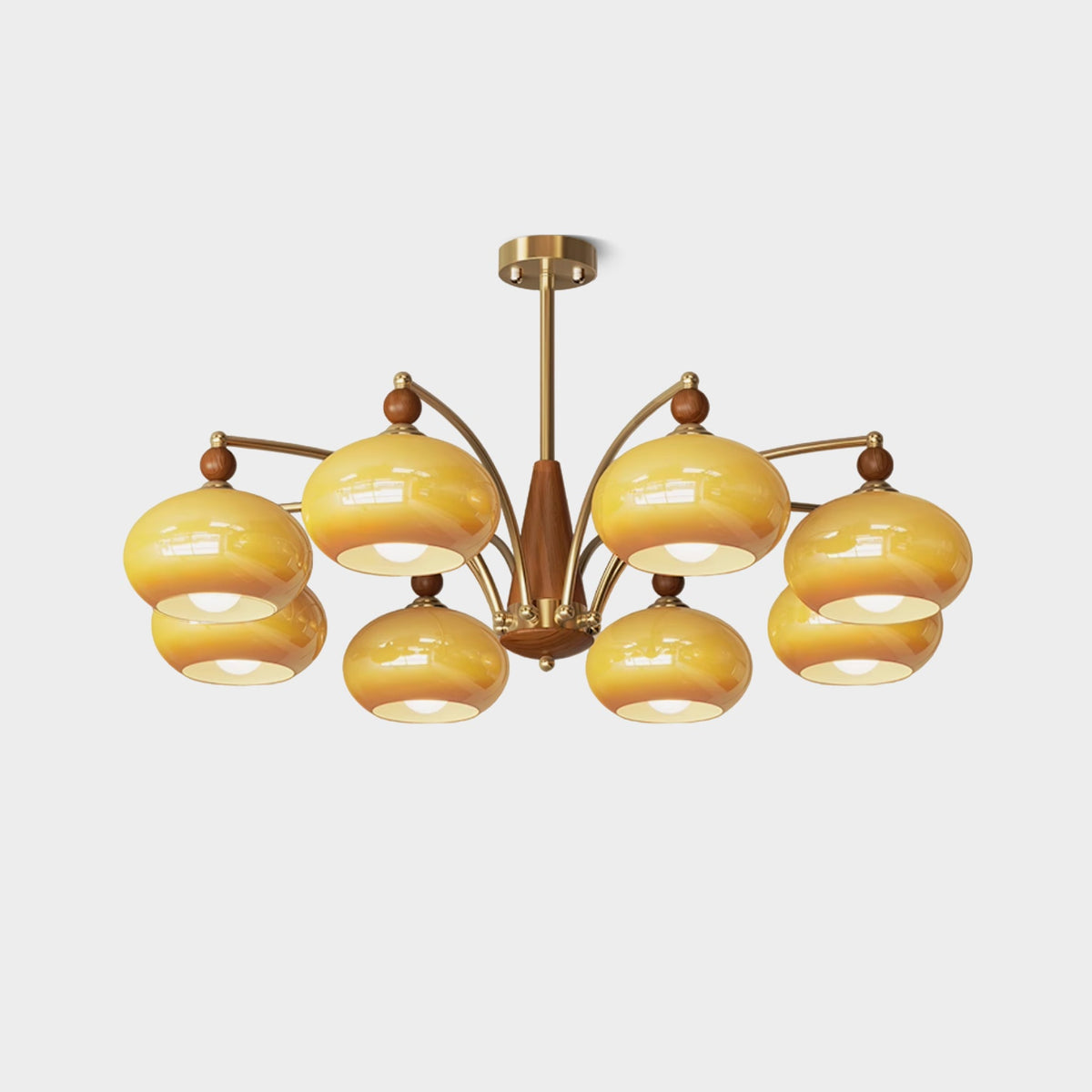 Retro Calliope Chandelier | Art Deco Wood & Glass Pendant Light for Dining Room