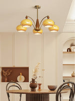 Retro Calliope Chandelier | Art Deco Wood & Glass Pendant Light for Dining Room