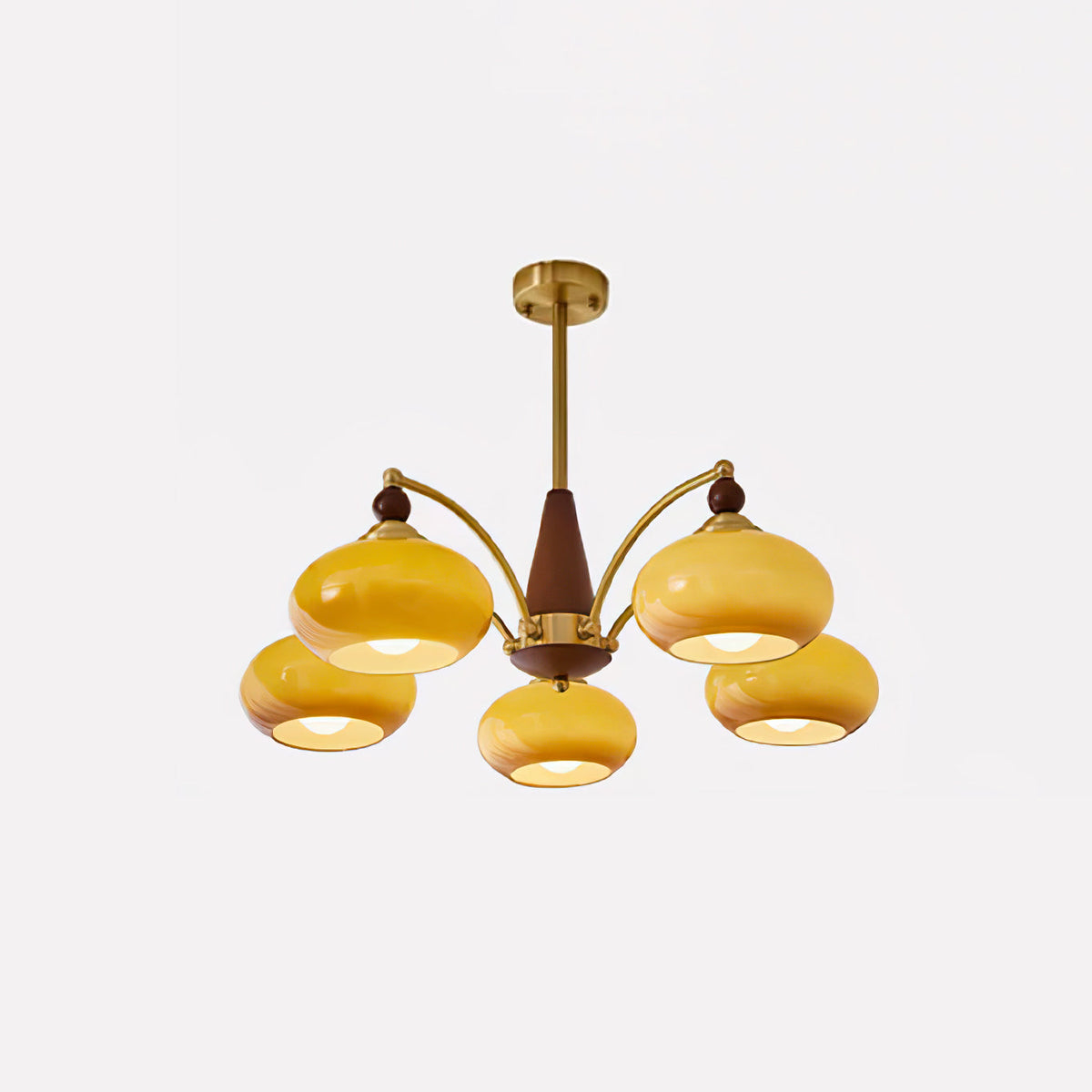 Retro Calliope Chandelier | Art Deco Wood & Glass Pendant Light for Dining Room