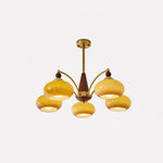 Retro Calliope Chandelier | Art Deco Wood & Glass Pendant Light for Dining Room