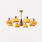 Retro Calliope Chandelier | Art Deco Wood & Glass Pendant Light for Dining Room