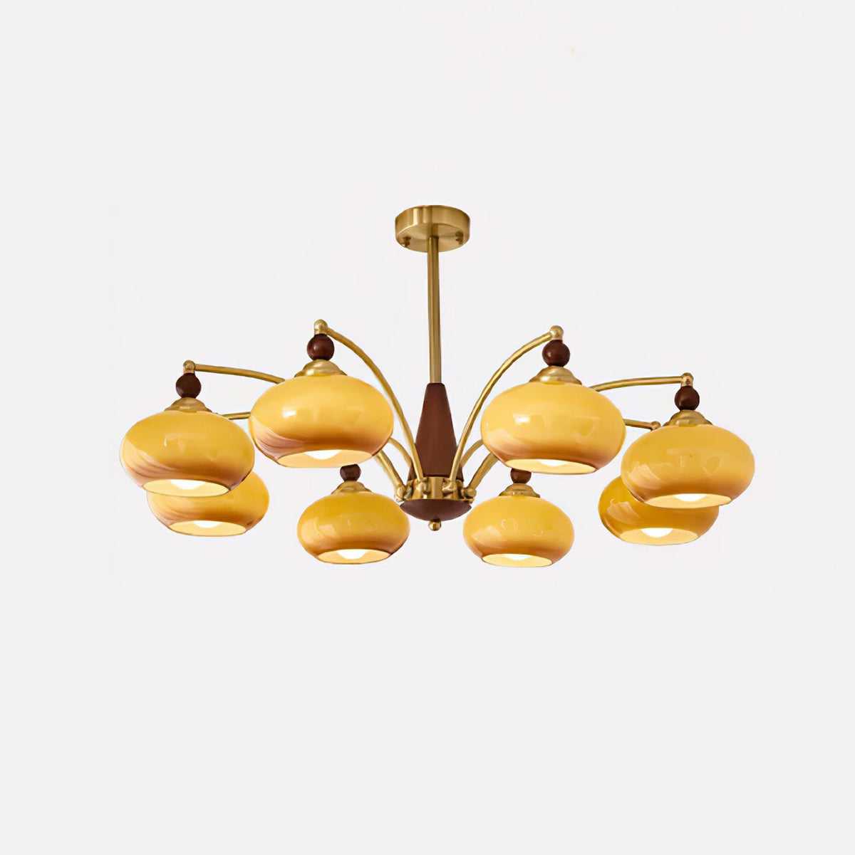 Retro Calliope Chandelier | Art Deco Wood & Glass Pendant Light for Dining Room
