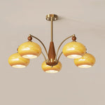 Retro Calliope Chandelier | Art Deco Wood & Glass Pendant Light for Dining Room