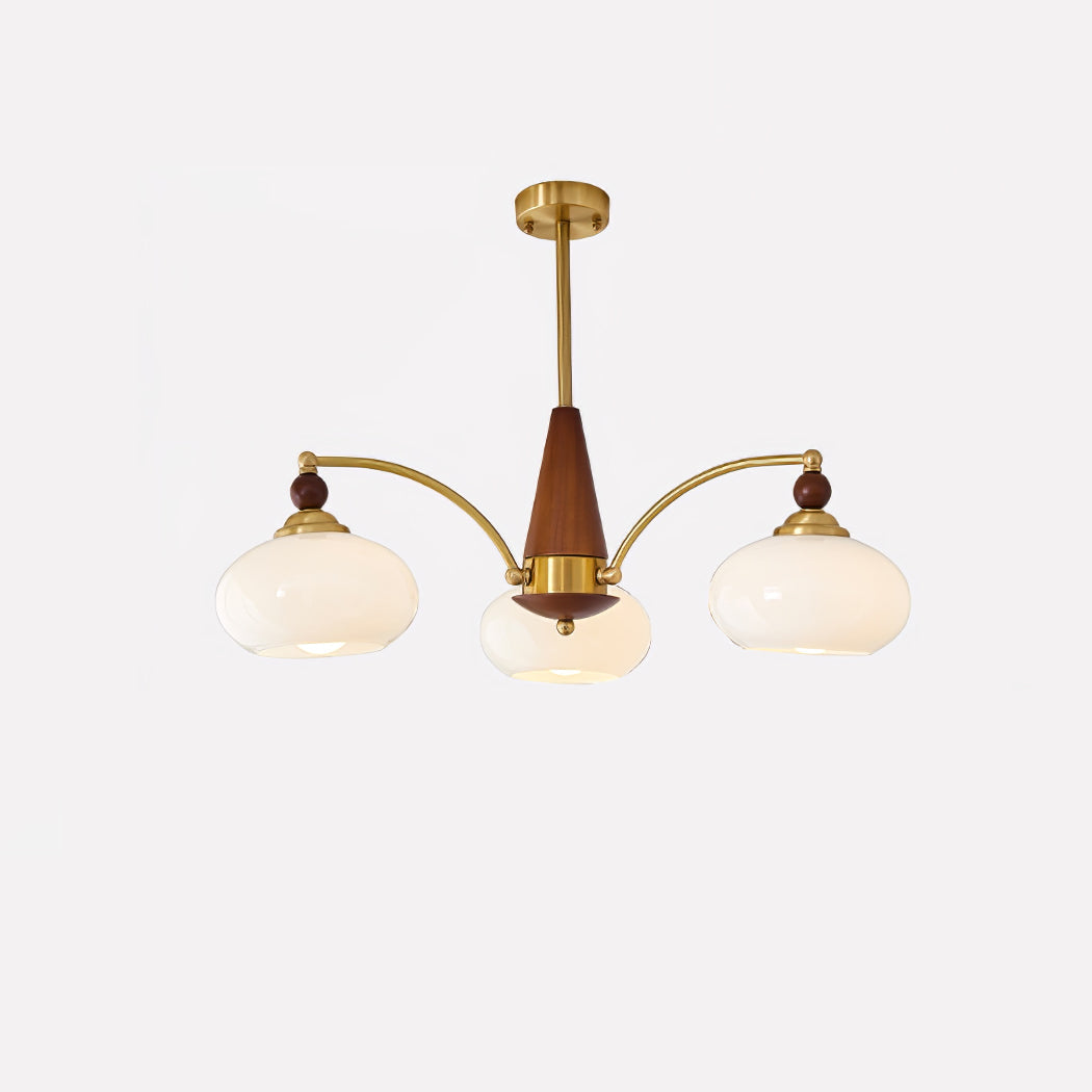 Retro Calliope Chandelier | Art Deco Wood & Glass Pendant Light for Dining Room