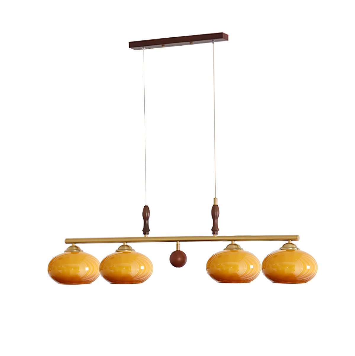 Retro Calliope Chandelier | Art Deco Wood & Glass Pendant Light for Dining Room