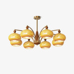Retro Calliope Chandelier | Art Deco Wood & Glass Pendant Light for Dining Room