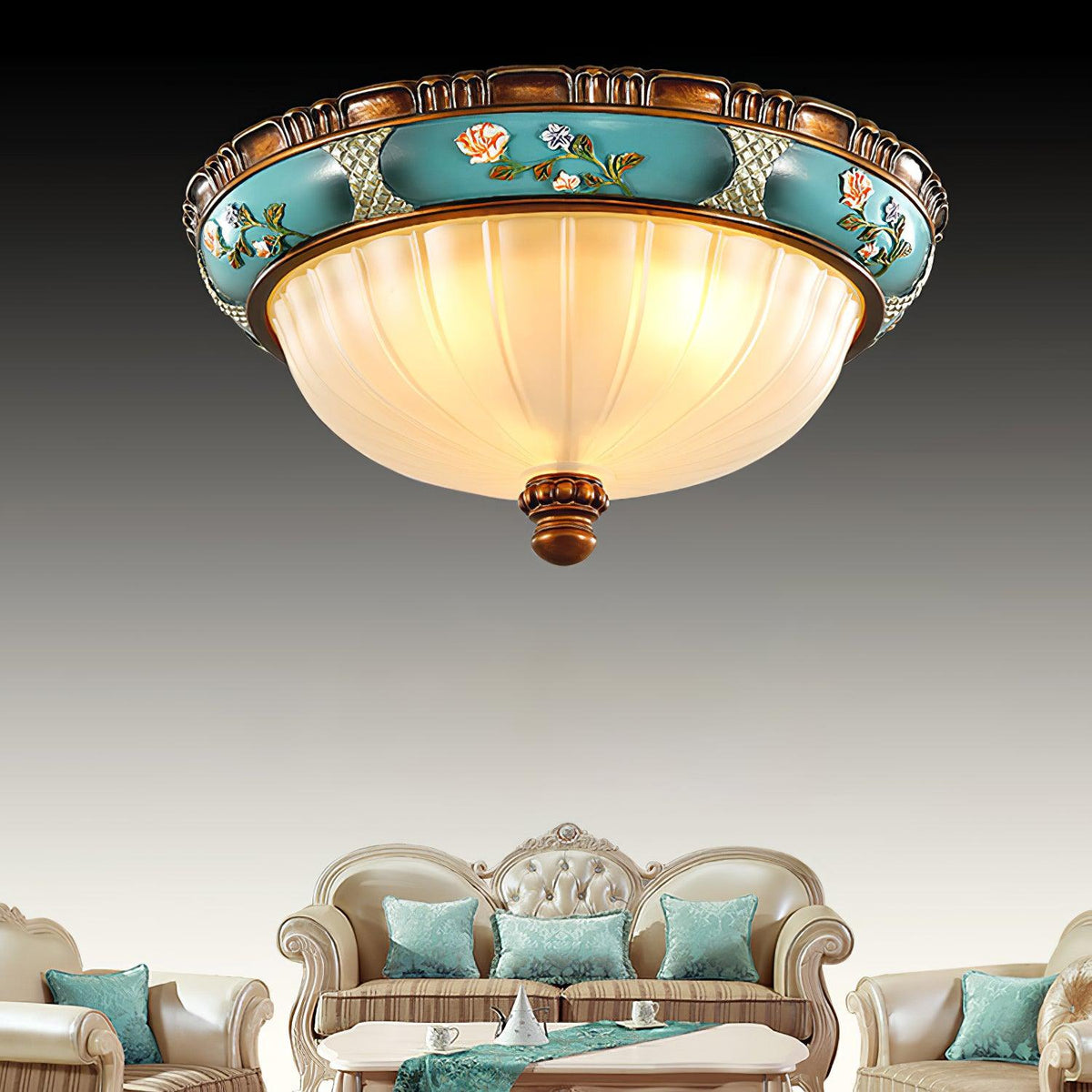 Retro Floral Resin Recessed Ceiling Light