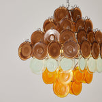 Layered Glass Disc Chandelier with Amber and Pastel Tones for Dining and Living Spaces