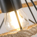 Artisan Hemp Rope Pendant Light with Iron Frame – Nordic Retro Ceiling Lamp