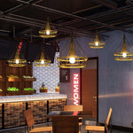 Artisan Hemp Rope Pendant Light with Iron Frame, Nordic Retro Ceiling Lamp for Living Room and Dining Room