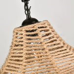 Artisan Hemp Rope Pendant Light with Iron Frame, Nordic Retro Ceiling Lamp for Living Room and Dining Room