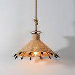 Artisan Hemp Rope Pendant Light with Iron Frame, Nordic Retro Ceiling Lamp for Living Room and Dining Room